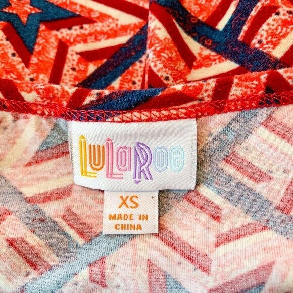 LuLaRoe Irma Tunic Top Women XS Red Blue Star Patriotic Simply Comfortable - Picture 4 of 6